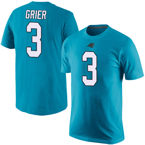 Carolina Panthers Men Blue Will Grier Rush Pride Name and Number NFL Football #3 T Shirt